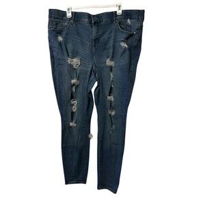 Torrid Bombshell Skinny Distressed Jeans Plus Size Womens 24T Premium Stretch